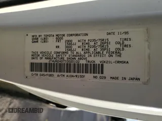1996 Toyota T100 SR5 z VIN JT4UN24D7T0020102, wystawiony jako Copart lot #48230535 z przebiegiem 199 136 mil mil oraz Szkoda całkowita • Salvage title. Historia ofert i sprzedaży dostępna na DreamBid. Obrazek 12.