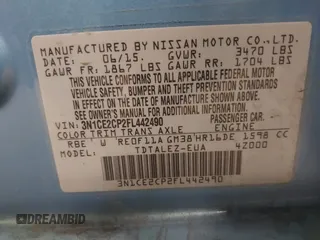 2015 Nissan Note S z VIN 3N1CE2CP2FL442490, wystawiony jako IAAI lot #41472115 z przebiegiem 106 028 mil mil oraz . Historia ofert i sprzedaży dostępna na DreamBid. Obrazek 9.
