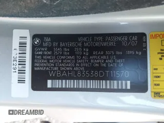 2008 BMW 7 Series ALPINA B7 с VIN WBAHL83538DT11570, выставлен на аукционе IAAI как лот 41246065 с пробегом Не указан миль и . История ставок и продаж доступна на DreamBid. Изображение 9.