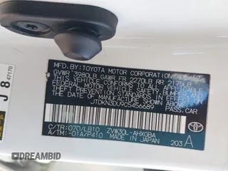 2012 Toyota Prius One with VIN JTDKN3DU9C5456689, listed as a IAAI auction lot 41999025 with 168,690 mi miles and . Bid and sale history available at DreamBid. Image 9.