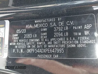 2023 Kia Forte GT-Line with VIN 3KPF54ADXPE647995, listed as a IAAI auction lot 41687194 with 33,196 mi miles. Bid and sale history available at carsss.com. Image 9.