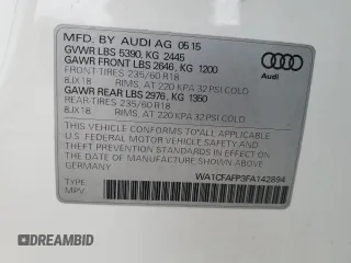 2015 Audi Q5 Premium with VIN WA1CFAFP3FA142894, listed as a Copart auction lot 81086684 with 125,502 mi miles and Salvage Title. Bid and sale history available at carsss.com. Image 13.