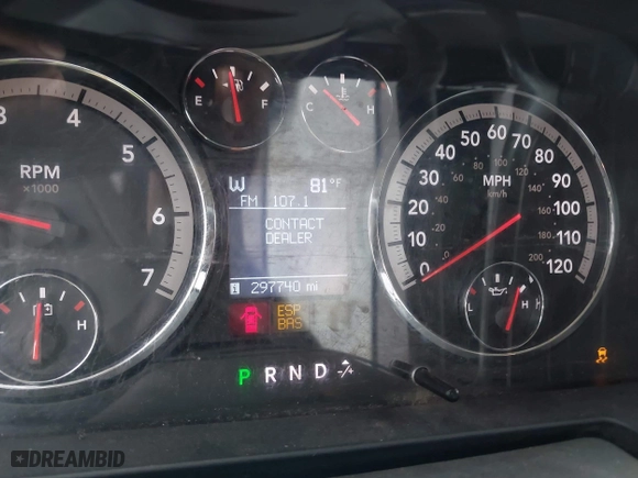 2009 Dodge Ram 1500 SLT with VIN 1D3HB18T59S773170, listed as a IAAI auction lot 41927396 with 297,740 mi miles. Bid and sale history available at carsss.com. Image 7.
