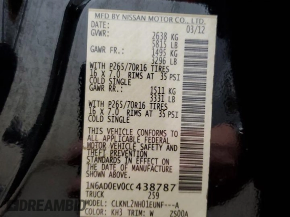 2012 Nissan Frontier SV z VIN 1N6AD0EV0CC438787, wystawiony jako Copart lot #57425975 z przebiegiem 116 104 mil mil oraz Szkoda całkowita • Salvage title. Historia ofert i sprzedaży dostępna na DreamBid. Obrazek 13.