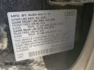 2018 Audi Q7 Premium with VIN WA1AHAF79JD029122, listed as a Copart auction lot 75455624 with 140,781 mi miles and Salvage title. Bid and sale history available at DreamBid. Image 13.