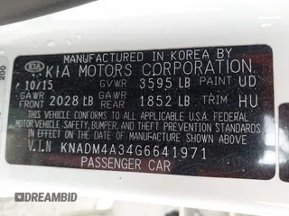 2016 Kia Rio LX with VIN KNADM4A34G6641971, listed as a IAAI auction lot 41844522 with 95,163 mi miles. Bid and sale history available at carsss.com. Image 9.