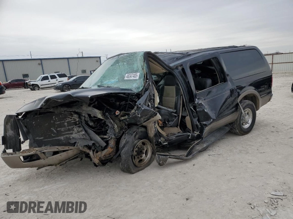 2005 Ford Excursion Eddie Bauer z VIN 1FMNU44L15ED03851, wystawiony jako Copart lot #46347405 z przebiegiem Nie podano mil oraz Nie do naprawy • Non repairable. Historia ofert i sprzedaży dostępna na DreamBid. Obrazek 1.