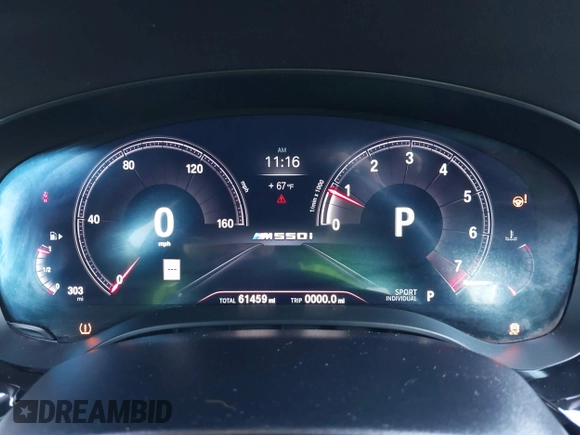 2019 BMW 5 Series M550i xDrive with VIN WBAJB9C51KB287797, listed as a IAAI auction lot 41549311 with 61,459 mi miles and . Bid and sale history available at DreamBid. Image 7.