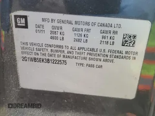 2011 Chevrolet Impala LT Retail with VIN 2G1WB5EK3B1222575, listed as a Copart auction lot 50984875 with 181,682 mi miles and Salvage Title. Bid and sale history available at DreamBid. Image 12.