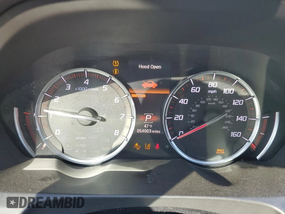 2020 Acura TLX w/A-Spec Pkg with VIN 19UUB1F62LA012955, listed as a Copart auction lot 49306725 with 54,003 mi miles and Salvage title. Bid and sale history available at DreamBid. Image 9.