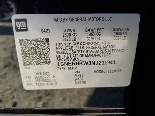 2021 Chevrolet Traverse LT Leather with VIN 1GNERHKW3MJ211941, listed as a Copart auction lot 76571924 with 68,173 mi miles and Salvage Title. Bid and sale history available at carsss.com. Image 15.