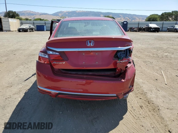 2016 Honda Accord Sport with VIN 1HGCR2F56GA203997, listed as a Copart auction lot 61223795 with 76,042 mi miles and Salvage title. Bid and sale history available at DreamBid. Image 6.