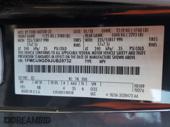2018 Ford Escape SE with VIN 1FMCU9GD9JUB29732, listed as a Copart auction lot 53717625 with 108,082 mi miles and Clean Title. Bid and sale history available at carsss.com. Image 13.