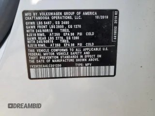 2020 Volkswagen Atlas SE with VIN 1V23C2CA4LC201230, listed as a Copart auction lot 82494594 with 47,880 mi miles and Salvage title. Bid and sale history available at DreamBid. Image 13.