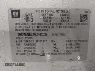 2016 Chevrolet Silverado 1500 LS with VIN 1GCVKNEC1GZ412529, listed as a IAAI auction lot 41830628 with 60,297 mi miles. Bid and sale history available at carsss.com. Image 9.
