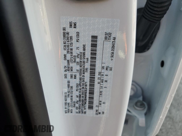 2024 Ford F-250 XL with VIN 1FT7W2BN8REE21871, listed as a Copart auction lot 52509965 with 4,082 mi miles and Salvage title. Bid and sale history available at DreamBid. Image 12.