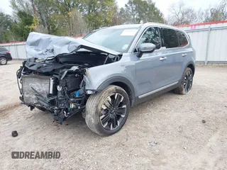 2023 Kia Telluride SX Prestige X-Line z VIN 5XYP5DGCXPG399768, wystawiony jako IAAI lot #41268192 z przebiegiem 19 284 mil mil oraz . Historia ofert i sprzedaży dostępna na DreamBid. Obrazek 2.