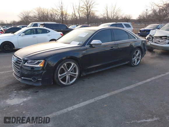 2015 Audi S8 with VIN WAUK2AFD5FN027013, listed as a IAAI auction lot 41456289 with 77,877 mi miles. Bid and sale history available at carsss.com. Image 17.