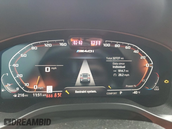 2023 BMW X4 M40i with VIN 5UX43DT00P9N89647, listed as a Copart auction lot 80450304 with 32,727 mi miles and Salvage Title. Bid and sale history available at carsss.com. Image 9.