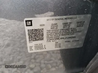 2020 GMC Acadia SLT with VIN 1GKKNML4XLZ194265, listed as a Copart auction lot 89054915 with 94,531 mi miles and Salvage Title. Bid and sale history available at DreamBid. Image 13.