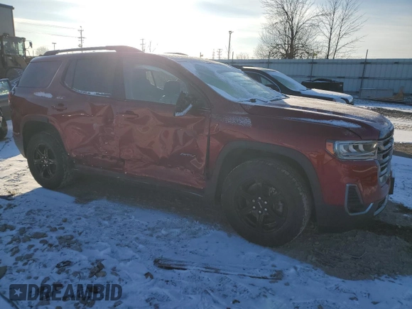 2021 GMC Acadia AT4 with VIN 1GKKNLLS9MZ167195, listed as a Copart auction lot 86845644 with 46,308 mi miles and Salvage Title. Bid and sale history available at DreamBid. Image 4.