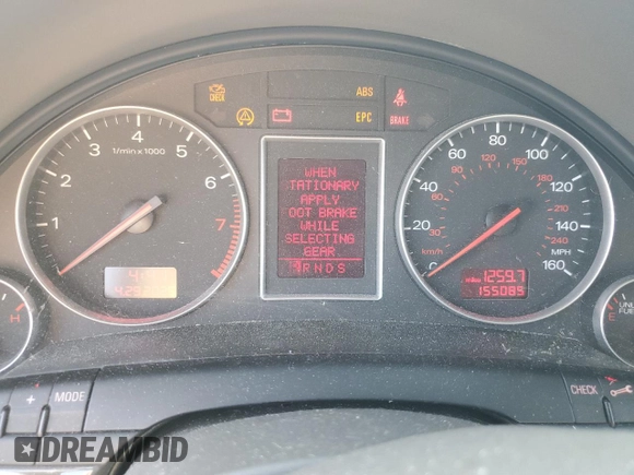 2005 Audi A4 1.8T z VIN WAUJC68E85A119007, wystawiony jako Copart lot #55293565 z przebiegiem 155 085 mil mil oraz Czysty tytuł • Clean title. Historia ofert i sprzedaży dostępna na DreamBid. Obrazek 9.