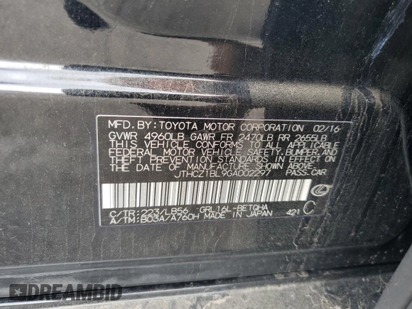 2016 Lexus GS 350 with VIN JTHCZ1BL9GA002297, listed as a Copart auction lot 52573194 with 134,876 mi miles and Salvage Title. Bid and sale history available at carsss.com. Image 12.