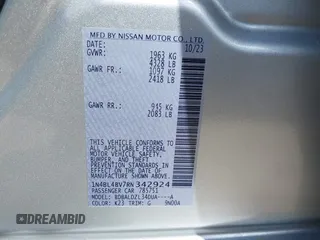 2024 Nissan Altima 2.5 S with VIN 1N4BL4BV7RN342924, listed as a IAAI auction lot 40390882 with 5,186 mi miles. Bid and sale history available at carsss.com. Image 9.