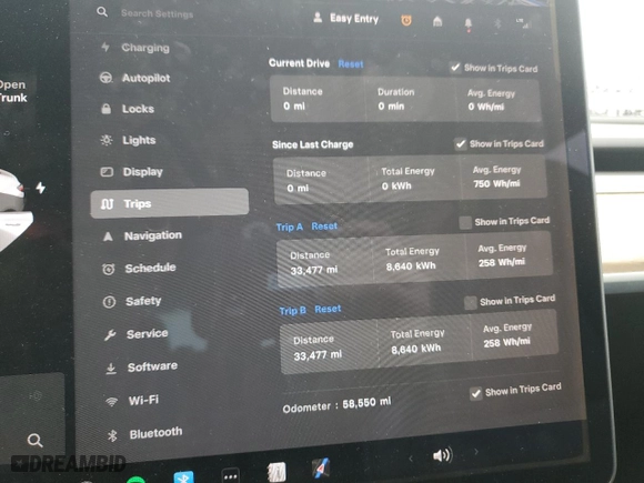 2019 Tesla Model 3 Mid Range with VIN 5YJ3E1EA7KF317543, listed as a Copart auction lot 83594454 with 58,550 mi miles and Non Repairable. Bid and sale history available at carsss.com. Image 9.