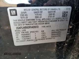 2015 GMC Terrain SLE with VIN 2GKFLWEK3F6428972, listed as a Copart auction lot 51224435 with 33,539 mi miles and Clean Title. Bid and sale history available at DreamBid. Image 13.