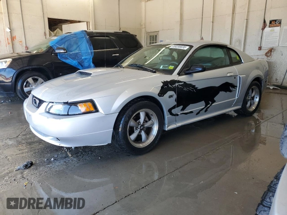 2001 Ford Mustang GT Deluxe with VIN 1FAFP42X91F185242, listed as a Copart auction lot 49330035 with 90,456 mi miles and Salvage Title. Bid and sale history available at carsss.com. Image 1.