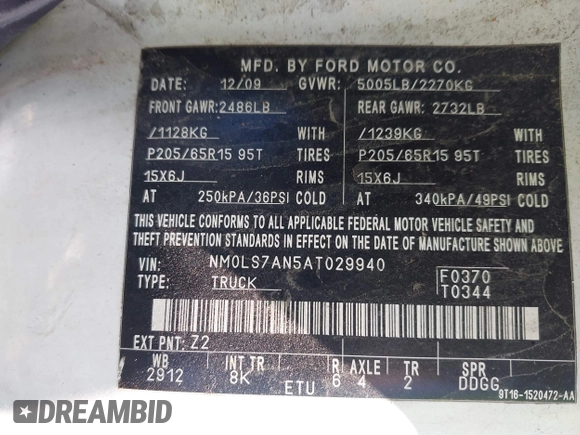2010 Ford Transit Connect XL с VIN NM0LS7AN5AT029940, выставлен на аукционе IAAI как лот 41786886 с пробегом 32 656 миль миль и . История ставок и продаж доступна на DreamBid. Изображение 9.