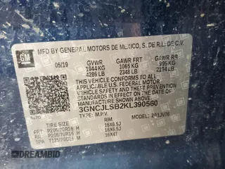 2019 Chevrolet Trax LT with VIN 3GNCJLSB2KL390560, listed as a Copart auction lot 46326825 with 98,469 mi miles and Clean Title. Bid and sale history available at carsss.com. Image 15.