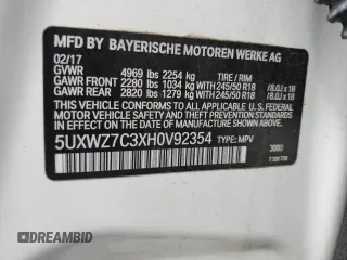2017 BMW X3 sDrive28i z VIN 5UXWZ7C3XH0V92354, wystawiony jako Copart lot #56659555 z przebiegiem 64 570 mil mil oraz Szkoda całkowita • Salvage title. Historia ofert i sprzedaży dostępna na DreamBid. Obrazek 13.