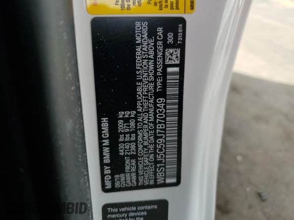 2018 BMW M2 z VIN WBS1J5C59J7B70349, wystawiony jako Copart lot #85573834 z przebiegiem 47 128 mil mil oraz Szkoda całkowita • Salvage title. Historia ofert i sprzedaży dostępna na DreamBid. Obrazek 15.