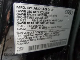 2020 Audi Q8 Premium Plus z VIN WA1EVAF1XLD004366, wystawiony jako Copart lot #75661534 z przebiegiem 52 301 mil mil oraz Szkoda całkowita • Salvage title. Historia ofert i sprzedaży dostępna na DreamBid. Obrazek 14.