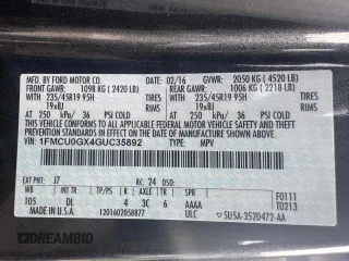 2016 Ford Escape SE with VIN 1FMCU0GX4GUC35892, listed as a Copart auction lot 49188655 with 55,768 mi miles and Non Repairable. Bid and sale history available at carsss.com. Image 15.