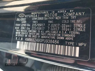 2023 Hyundai Kona SEL with VIN KM8K62AB0PU938484, listed as a IAAI auction lot 41722445 with 52,058 mi miles and . Bid and sale history available at DreamBid. Image 9.