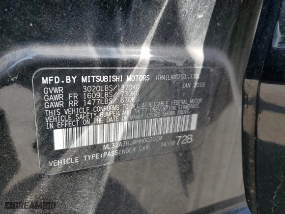 2017 Mitsubishi Mirage ES with VIN ML32A3HJ4HH002029, listed as a Copart auction lot 48679835 with 91,427 mi miles and Salvage Title. Bid and sale history available at carsss.com. Image 12.