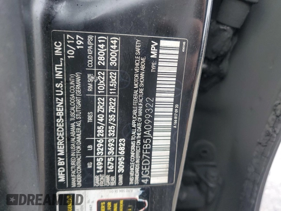 2018 Mercedes-Benz GLE 63 S AMG with VIN 4JGED7FB5JA099322, listed as a Copart auction lot 87002364 with Not provided miles and Salvage title. Bid and sale history available at DreamBid. Image 13.