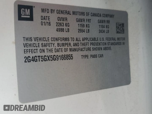 2016 Buick Regal Premium II with VIN 2G4GT5GX5G9166855, listed as a Copart auction lot 81304994 with 72,685 mi miles and Clean Title. Bid and sale history available at carsss.com. Image 13.