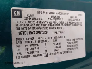 2004 GMC Safari z VIN 1GTDL19X74B503033, wystawiony jako IAAI lot #42316603 z przebiegiem 178 865 mil mil oraz . Historia ofert i sprzedaży dostępna na DreamBid. Obrazek 9.