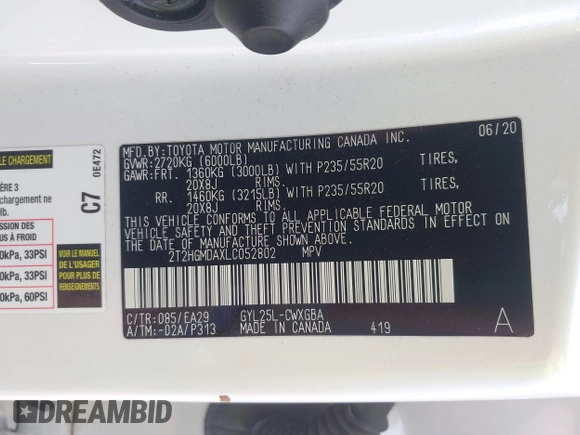 2020 Lexus RX 450h с VIN 2T2HGMDAXLC052802, выставлен на аукционе IAAI как лот 42422920 с пробегом 63 609 миль миль и . История ставок и продаж доступна на DreamBid. Изображение 9.