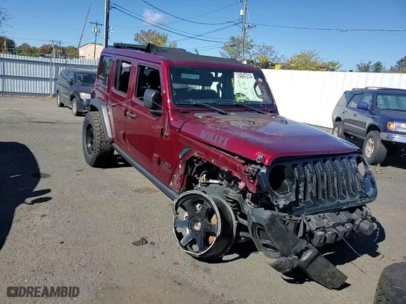 2021 Jeep Wrangler Unlimited Willys with VIN 1C4HJXDG7MW774877, listed as a Copart auction lot 74947214 with 0 mi miles and Salvage Title. Bid and sale history available at carsss.com. Image 11.