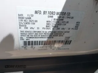 2022 Ford Explorer XLT with VIN 1FMSK8DH4NGC09379, listed as a IAAI auction lot 42412065 with 25,953 mi miles and . Bid and sale history available at DreamBid. Image 9.