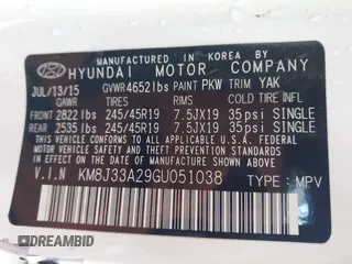 2016 Hyundai Tucson Limited with VIN KM8J33A29GU051038, listed as a IAAI auction lot 41995825 with 97,775 mi miles. Bid and sale history available at carsss.com. Image 9.