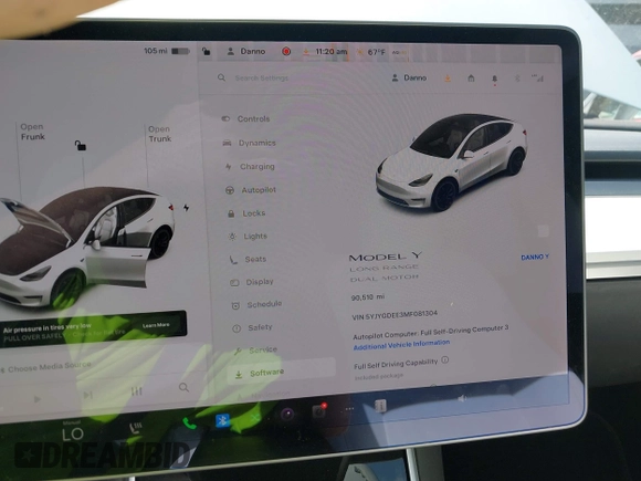 2021 Tesla Model Y Long Range with VIN 5YJYGDEE3MF081304, listed as a IAAI auction lot 41706240 with 90,510 mi miles and . Bid and sale history available at DreamBid. Image 17.