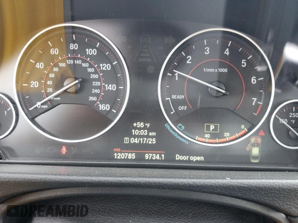 2013 BMW 3 Series 335i xDrive with VIN WBA3B9C59DF586989, listed as a Copart auction lot 52756845 with 120,785 mi miles and Salvage Title. Bid and sale history available at carsss.com. Image 9.