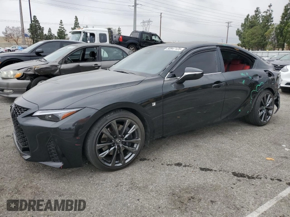 2023 Lexus IS 350 F Sport with VIN JTHGZ1B21P5069896, listed as a Copart auction lot 50947125 with 13,980 mi miles and Salvage title. Bid and sale history available at DreamBid. Image 1.