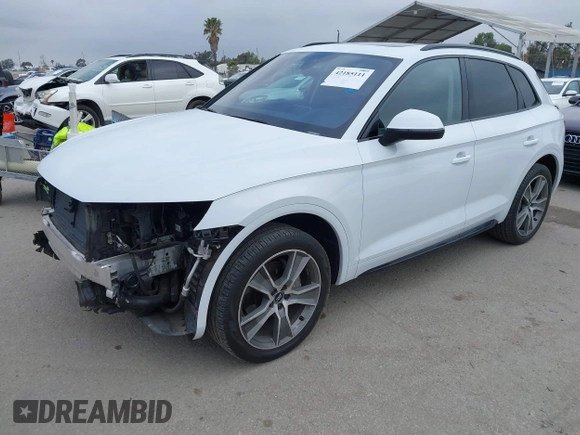 2020 Audi Q5 Premium Plus with VIN WA1BNAFY3L2098991, listed as a IAAI auction lot 42185111 with 94,758 mi miles and . Bid and sale history available at DreamBid. Image 2.